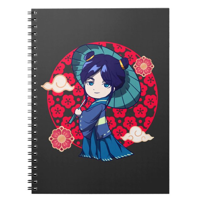 Chibi Anime Kawaii Kimono Notebook (Front)