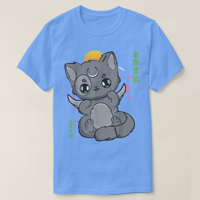 Chibi Anime Neko Pastel Goth Sakura Cat Angelcore  T-Shirt (Design Front)