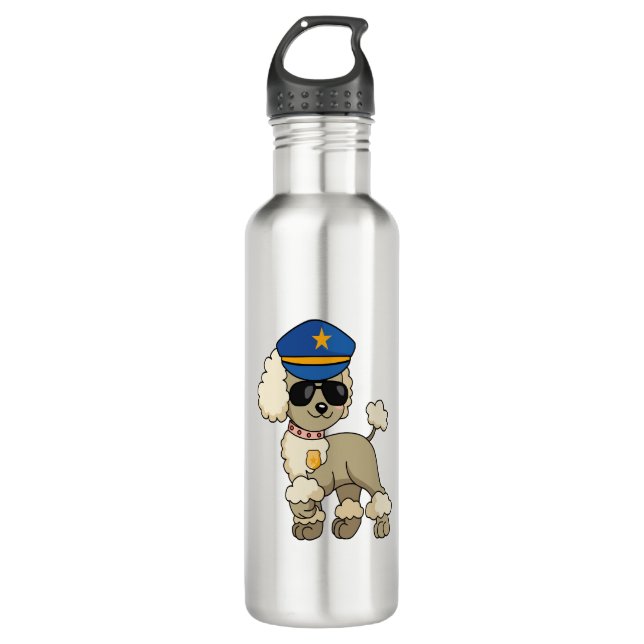 Chibi Anime Police Poodle Dog 710 Ml Water Bottle (Front)