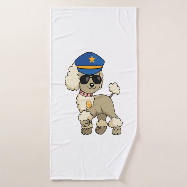 Chibi Anime Police Poodle Dog Bath Towel (Bath Towel)