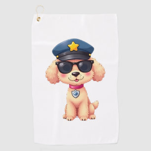 Chibi Anime Police Poodle Dog Golf Towel
