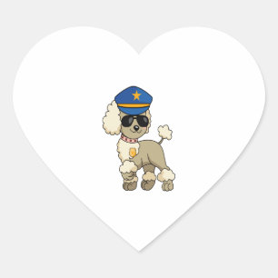 Chibi Anime Police Poodle Dog Heart Sticker