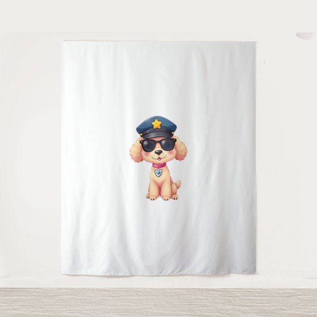 Chibi Anime Police Poodle Dog Tapestry (Front)
