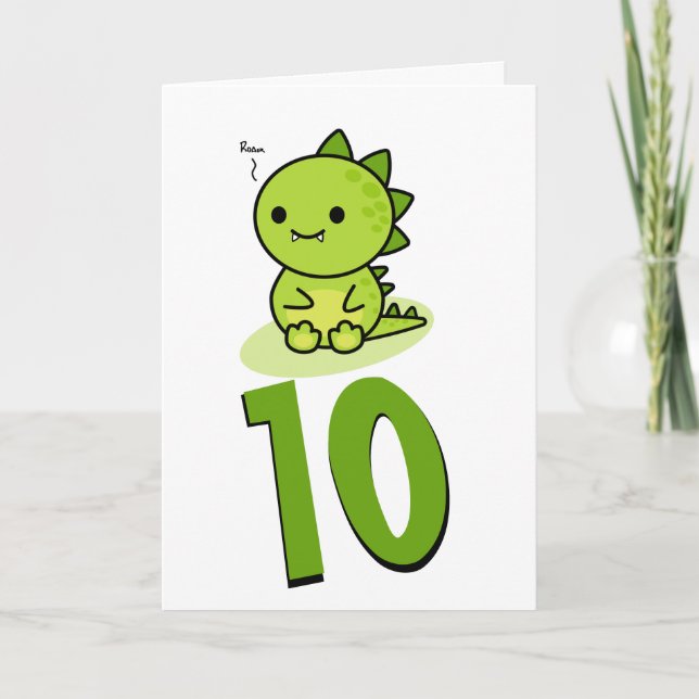 Chibi baby green dragon card (Front)
