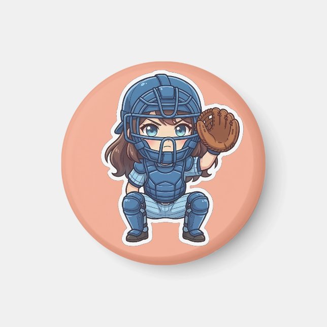 Chibi Baseball 2026 Edition - Catcher Squat Magnet (Front)