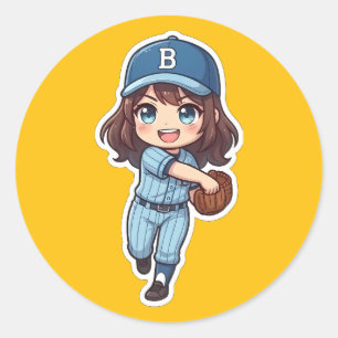 Chibi Baseball 2026 Edition - Fielder The Cannon Classic Round Sticker