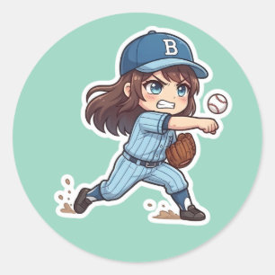 Chibi Baseball 2026 Edition - Pitcher Release Classic Round Sticker