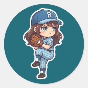 Chibi Baseball 2026 Edition - Pitcher Set Classic Round Sticker