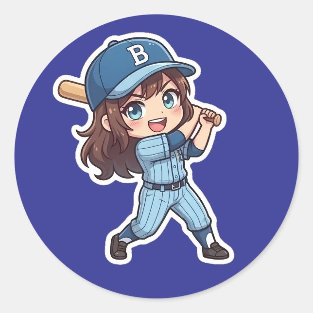 Chibi Baseball Edition - Power Swing Classic Round Sticker (Front)