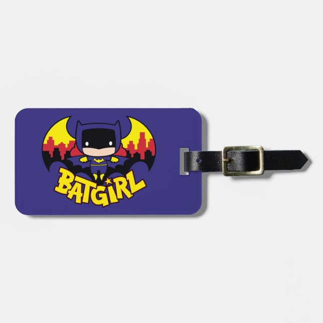 Chibi Batgirl With Gotham Skyline & Logo Luggage Tag (Front Horizontal)