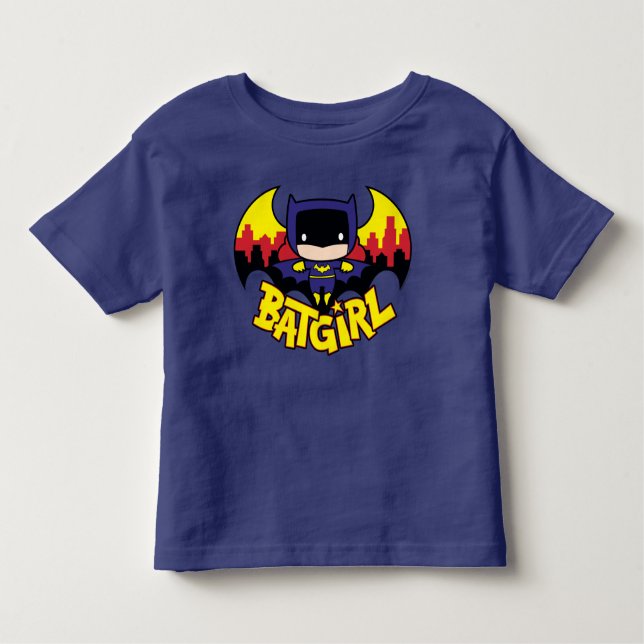 Chibi Batgirl With Gotham Skyline & Logo Toddler T-Shirt (Front)