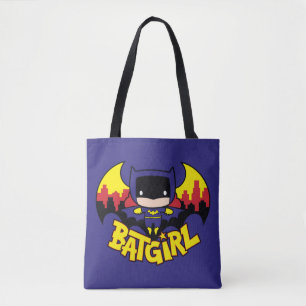Chibi Batgirl With Gotham Skyline & Logo Tote Bag