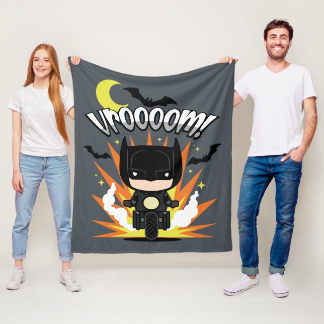 Chibi Batman Batcycle Fleece Blanket (In Situ)