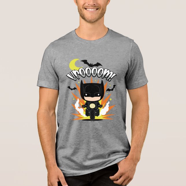 Chibi Batman Batcycle Tri-Blend Shirt (Front)