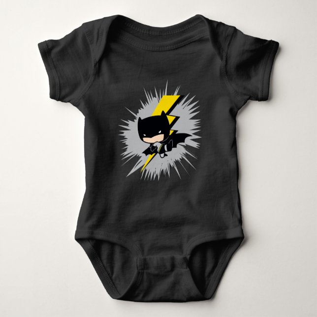 Chibi Batman Lightning Kick Baby Bodysuit (Front)