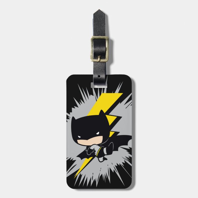 Chibi Batman Lightning Kick Luggage Tag (Front Vertical)