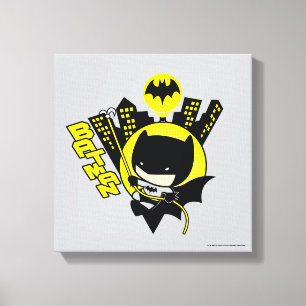 Chibi Batman Scaling The City Canvas Print