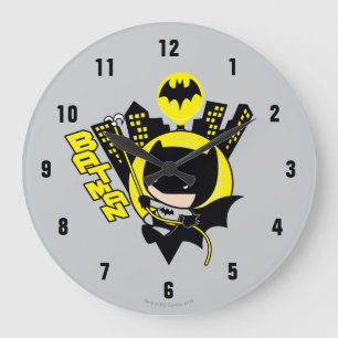 Chibi Batman Scaling The City Large Clock