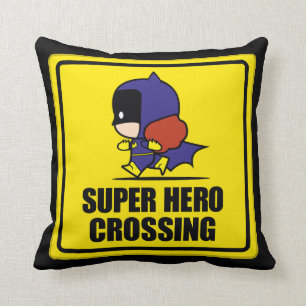 Chibi Batwoman Super Hero Crossing Sign Cushion