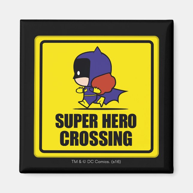 Chibi Batwoman Super Hero Crossing Sign Magnet (Front)