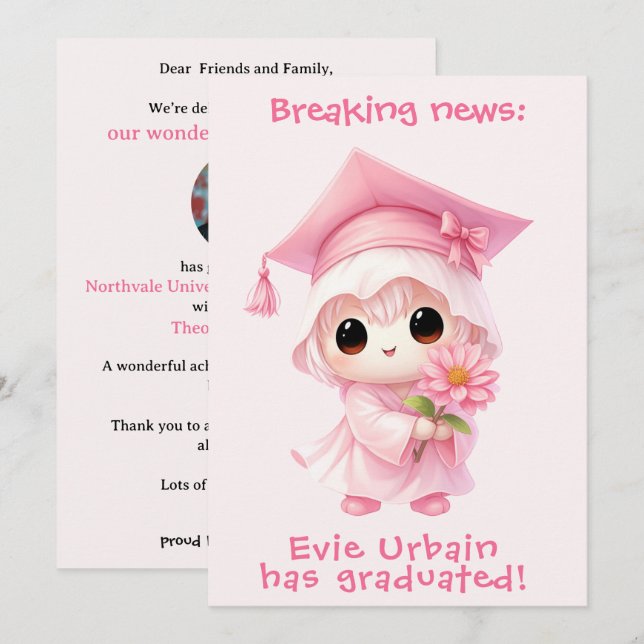 🎓Chibi Blossom Graduation Announcement (Front/Back)