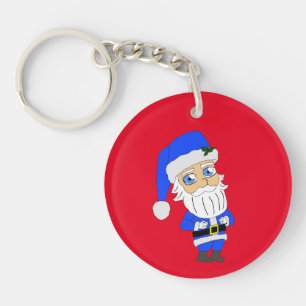 Chibi Blue Suit Santa Key Ring