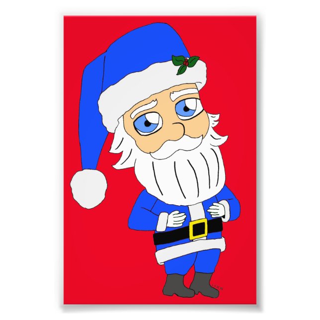 Chibi Blue Suit Santa Photo Print (Front)