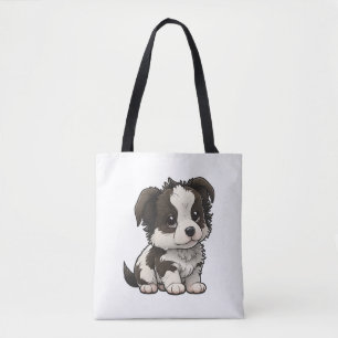 Chibi Border Collie Tote Bag