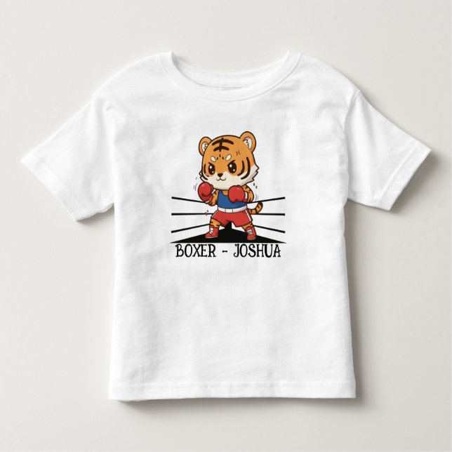Chibi Boxing Tiger Champion | Cute Sports Mascot Toddler T-Shirt (Front)