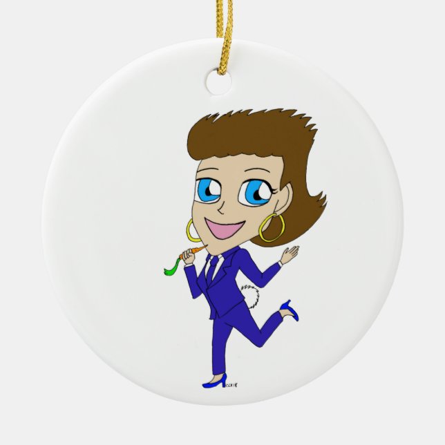chibi bunny tail  ceramic tree decoration (Front)