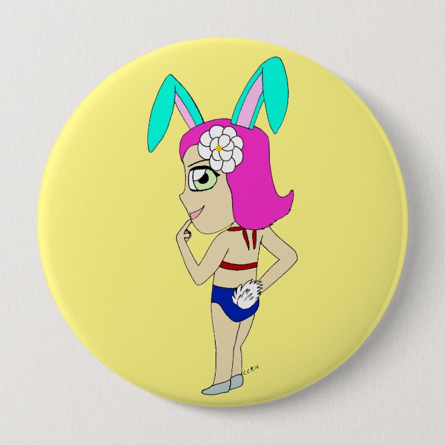 chibi bunnygirl   10 cm round badge (Front)