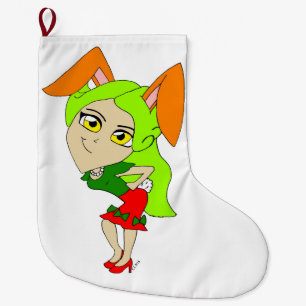 chibi bunnygirl  button large christmas stocking