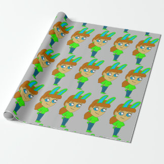 chibi bunnygirl button wrapping paper