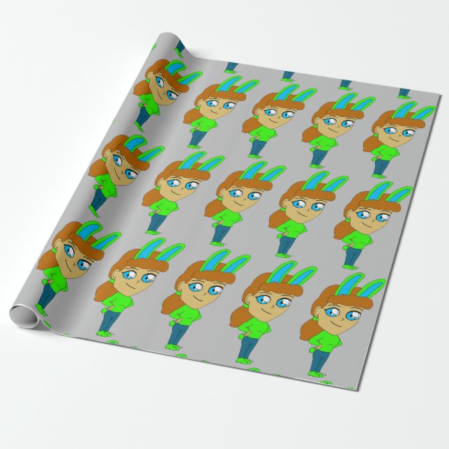chibi bunnygirl button wrapping paper (Unrolled)