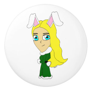chibi bunnygirl     ceramic knob