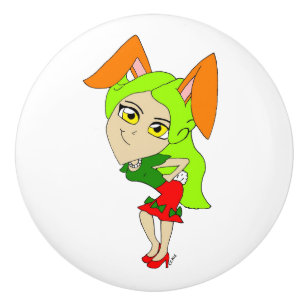 chibi bunnygirl ceramic knob
