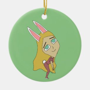 chibi bunnygirl     ceramic tree decoration