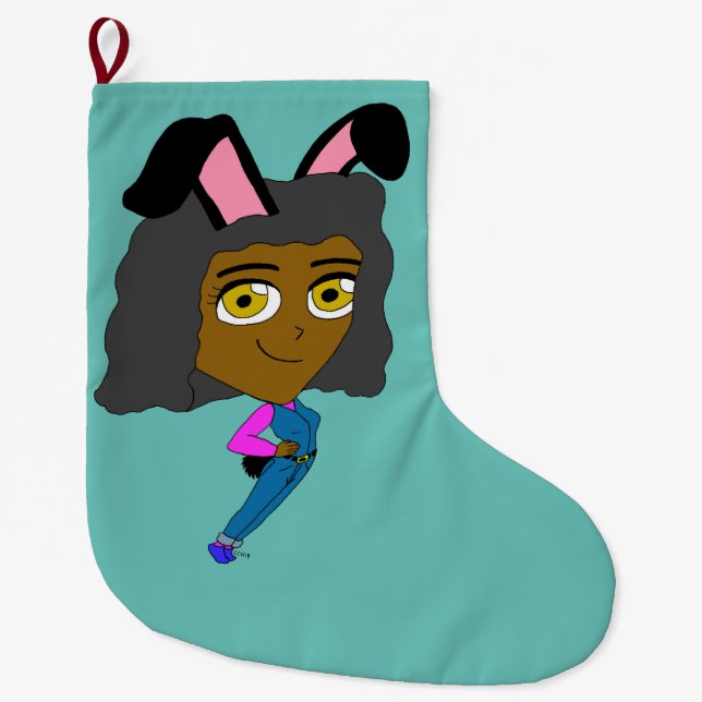 chibi bunnygirl  large christmas stocking (Front)