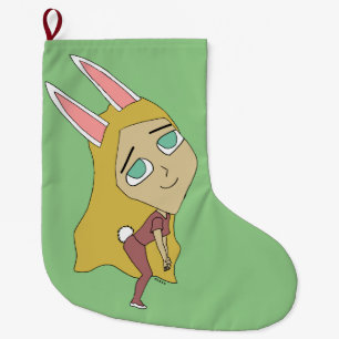 chibi bunnygirl  large christmas stocking