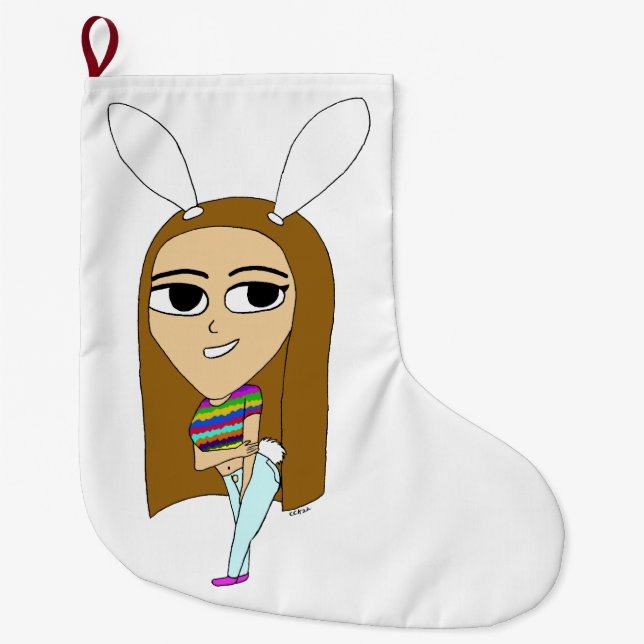 chibi bunnygirl  large christmas stocking (Front)