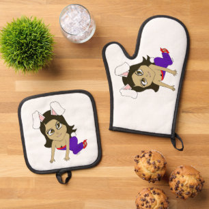 chibi bunnygirl oven mitt & pot holder set