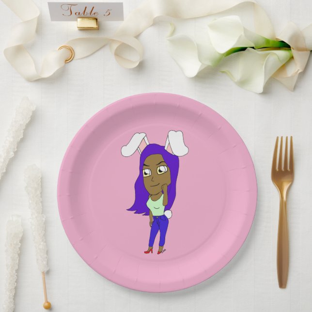Chibi Bunnygirl Paper Plate (Wedding)
