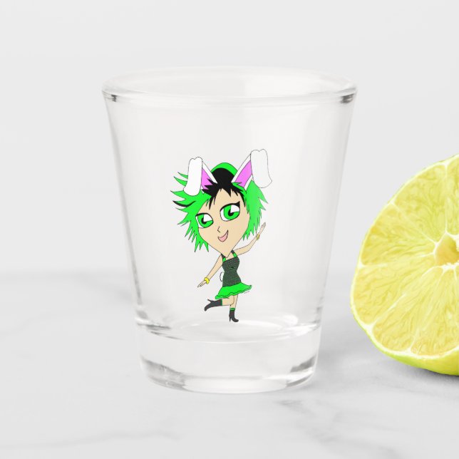 chibi bunnygirl   shot glass (Front)