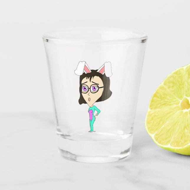 chibi bunnygirl   shot glass (Front)