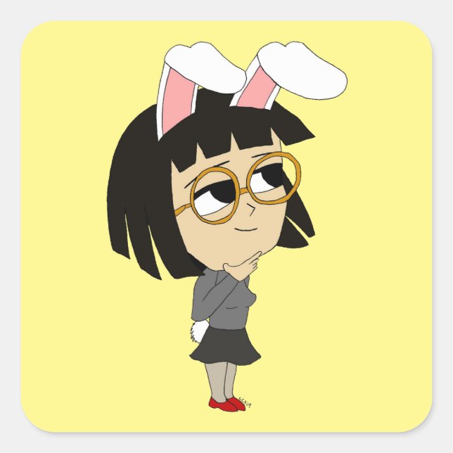 chibi bunnygirl  square sticker (Front)