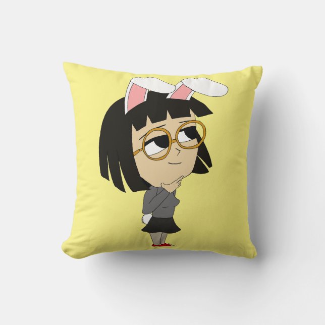 chibi bunnygirl  throw pillow (Front)