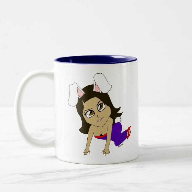 chibi bunnygirl  Two-Tone coffee mug (Left)
