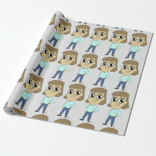 chibi button wrapping paper