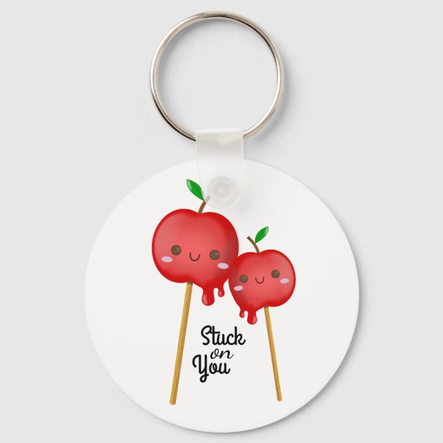 Chibi Candy Apples Couple Stuck on You Cute Key Ring (Front)
