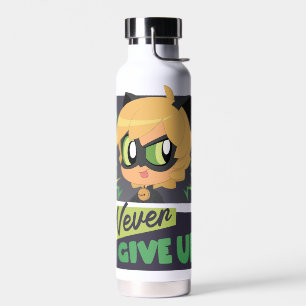Chibi Cat Noir Never Give Up Water Bottle